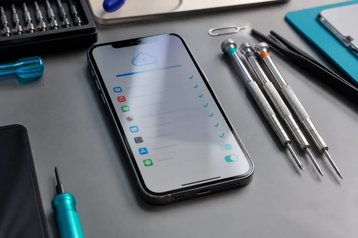 Écran de configuration d’un nouveau téléphone affichant la liste des éléments restaurés
